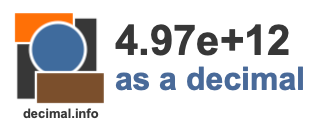 4.97e+12 as a decimal 4.97e+12 as a decimal
