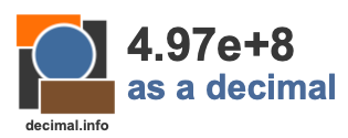 4.97e+8 as a decimal