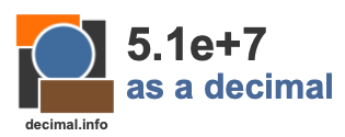 5.1e+7 as a decimal 5.1e+7 as a decimal