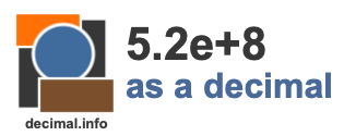 5.2e+8 as a decimal