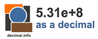5.31e+8 as a decimal