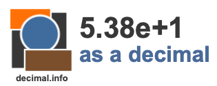 5.38e+1 as a decimal