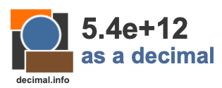 5.4e+12 as a decimal 5.4e+12 as a decimal
