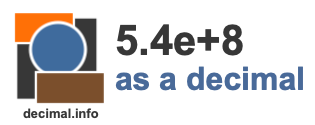 5.4e+8 as a decimal