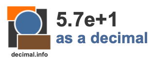 5.7e+1 as a decimal 5.7e+1 as a decimal