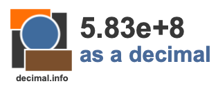 5.83e+8 as a decimal