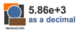 5.86e+3 as a decimal