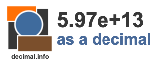 5.97e+13 as a decimal 5.97e+13 as a decimal