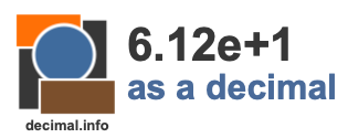 6.12e+1 as a decimal 6.12e+1 as a decimal