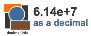 6.14e+7 as a decimal 6.14e+7 as a decimal