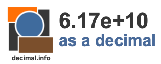 6.17e+10 as a decimal 6.17e+10 as a decimal