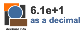 6.1e+1 as a decimal 6.1e+1 as a decimal