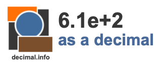 6.1e+2 as a decimal