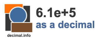 6.1e+5 as a decimal 6.1e+5 as a decimal