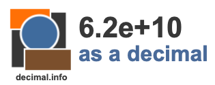 6.2e+10 as a decimal 6.2e+10 as a decimal