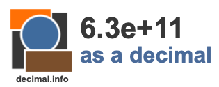 6.3e+11 as a decimal 6.3e+11 as a decimal