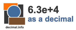 6.3e+4 as a decimal 6.3e+4 as a decimal