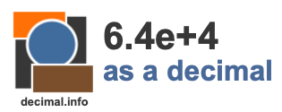 6.4e+4 as a decimal