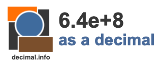 6.4e+8 as a decimal 6.4e+8 as a decimal
