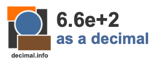 6.6e+2 as a decimal 6.6e+2 as a decimal