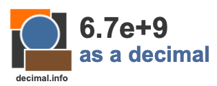 6.7e+9 as a decimal