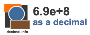 6.9e+8 as a decimal 6.9e+8 as a decimal