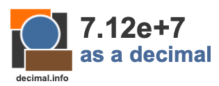 7.12e+7 as a decimal 7.12e+7 as a decimal