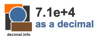 7.1e+4 as a decimal