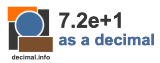 7.2e+1 as a decimal 7.2e+1 as a decimal