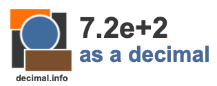 7.2e+2 as a decimal 7.2e+2 as a decimal