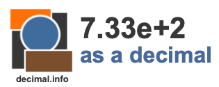 7.33e+2 as a decimal