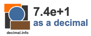 7.4e+1 as a decimal 7.4e+1 as a decimal