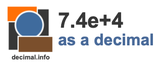 7.4e+4 as a decimal 7.4e+4 as a decimal