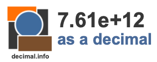 7.61e+12 as a decimal 7.61e+12 as a decimal