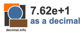 7.62e+1 as a decimal 7.62e+1 as a decimal