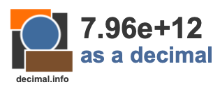 7.96e+12 as a decimal 7.96e+12 as a decimal
