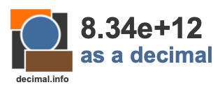 8.34e+12 as a decimal 8.34e+12 as a decimal