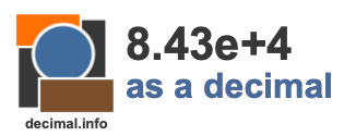 8.43e+4 as a decimal