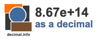 8.67e+14 as a decimal 8.67e+14 as a decimal