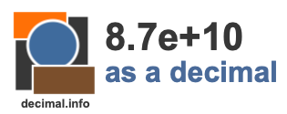 8.7e+10 as a decimal 8.7e+10 as a decimal