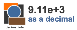 9.11e+3 as a decimal