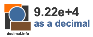 9.22e+4 as a decimal
