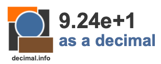 9.24e+1 as a decimal