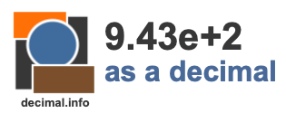 9.43e+2 as a decimal 9.43e+2 as a decimal