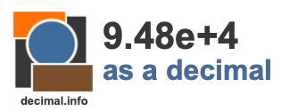 9.48e+4 as a decimal