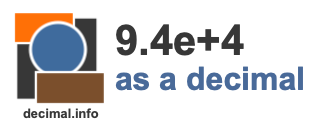 9.4e+4 as a decimal 9.4e+4 as a decimal