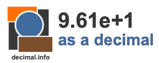 9.61e+1 as a decimal 9.61e+1 as a decimal