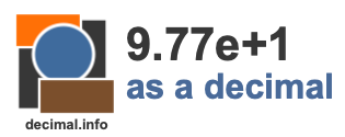 9.77e+1 as a decimal
