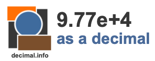 9.77e+4 as a decimal