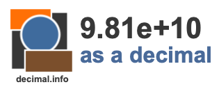 9.81e+10 as a decimal 9.81e+10 as a decimal